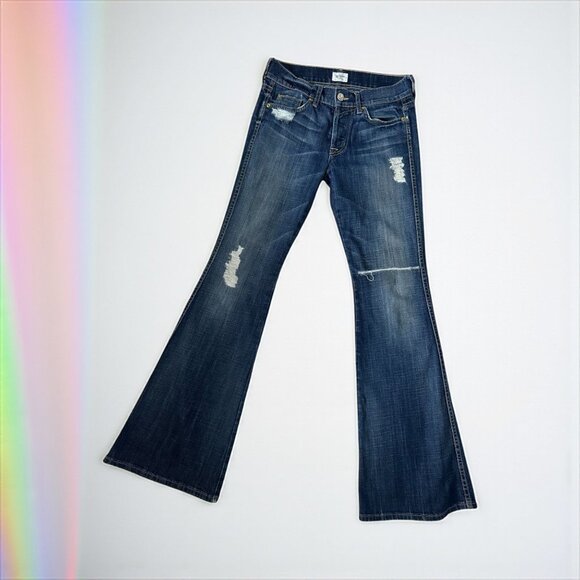 HUDSON Distressed Dark Wash Flare Leg Jeans Size 27 - Picture 1 of 11